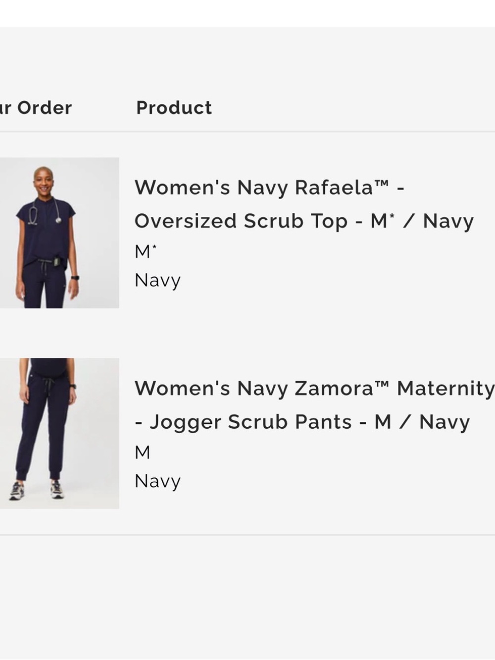 Figs Women's Maternity Scrub Set in Maroon, Navy & Teal (3 pairs + extra top) - Picture 2 of 5